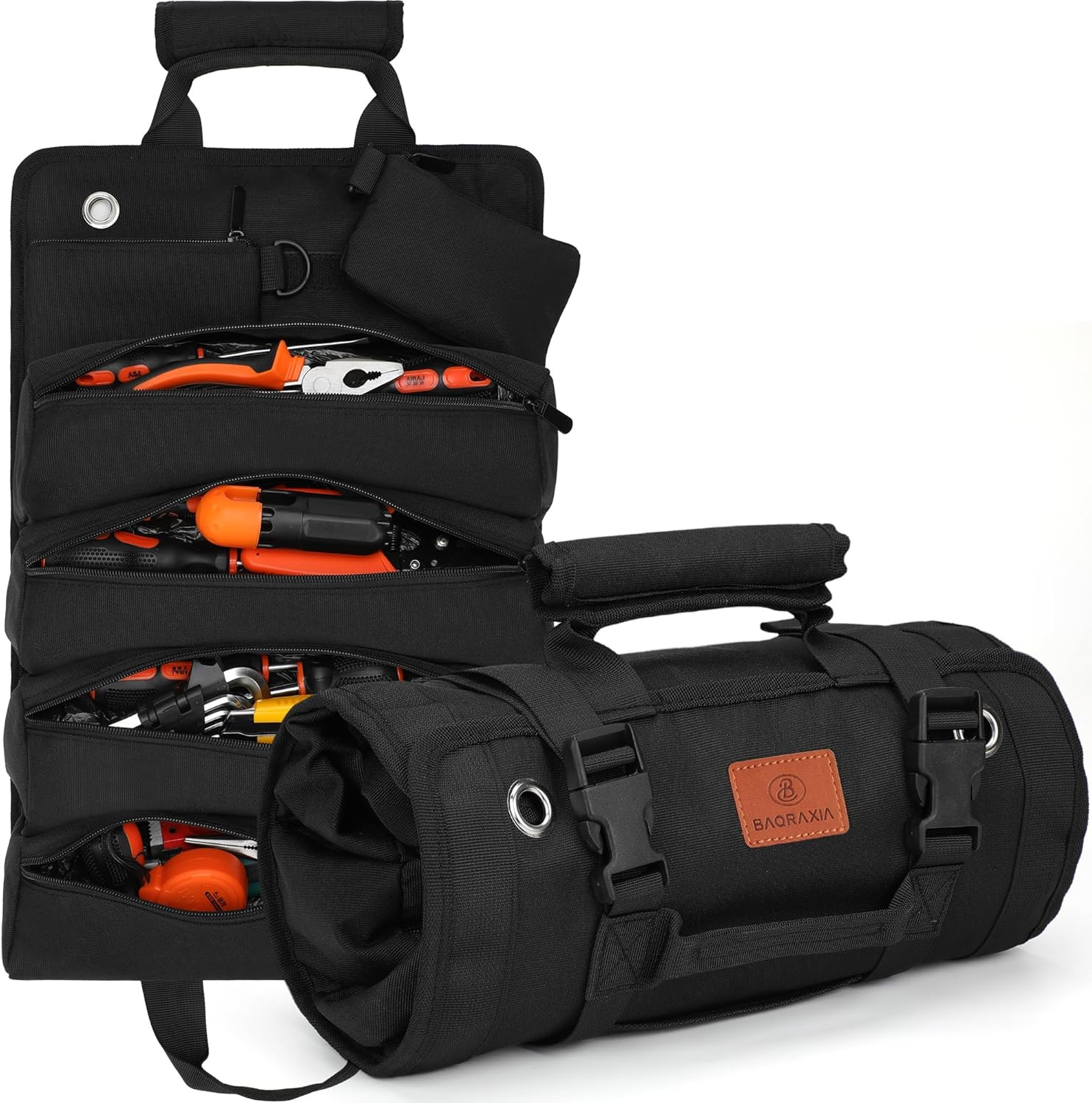 Roll Up Tool Bag Organizer – Durable Oxford Fabric, 6 Pockets, Compact/Portable