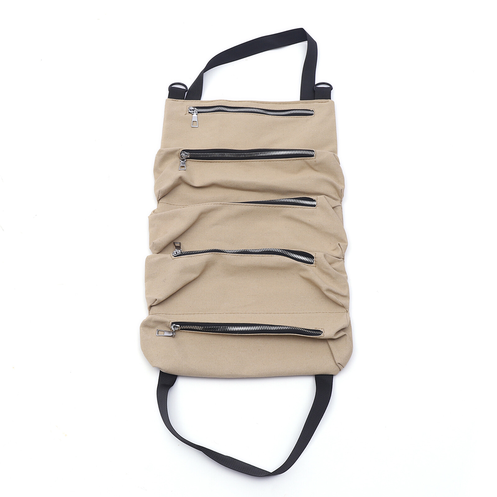 Scratch Resistant Roll Bag Heavy Duty Canvas Roll Up Tool Bag with 5 Pockets