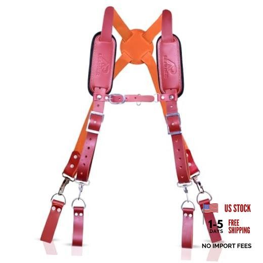 Tool Belt Suspenders – Heavy-Duty Adjustable Work Suspenders Full Size Maroon