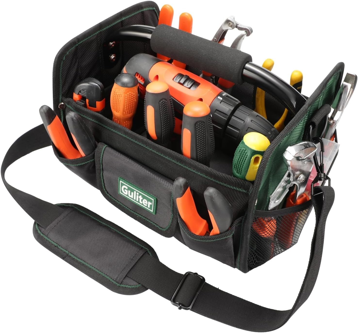 11 Inch Small Tool Bag, Open Top Tool Tote with Stainless Steel Handle and Ad…