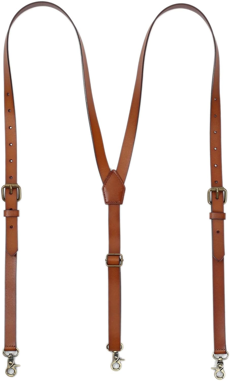Leather Suspenders For Men, Personalized Brown Genuine X-Large,