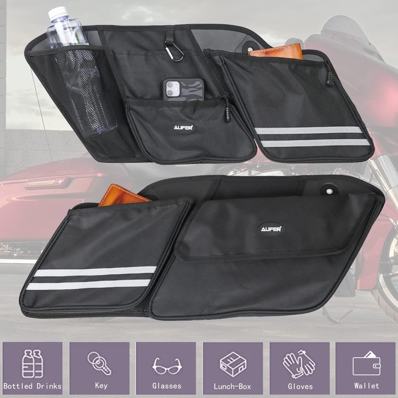 2PCS Hard Saddlebag Organizers Saddle Bag Side Storage bag Liners | Compatibl…