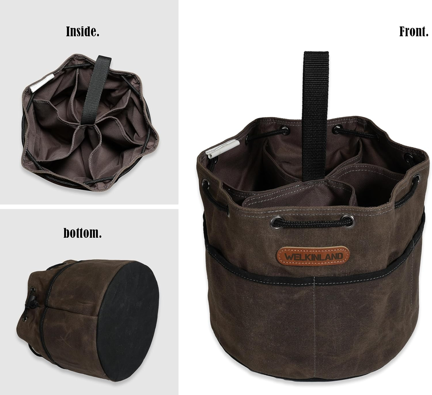 12-Pockets Canvas Screw Bags, Heavy-Duty Screws Pouch, Standup Parachute Tools B