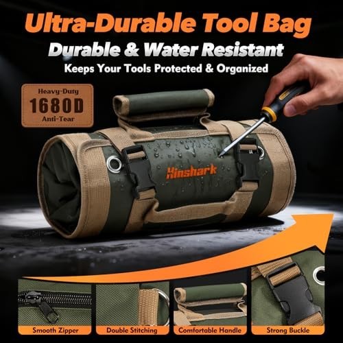 Roll Up Tool Bag Large Capacity Durable Polyester 12 Pocket Portable Organizer