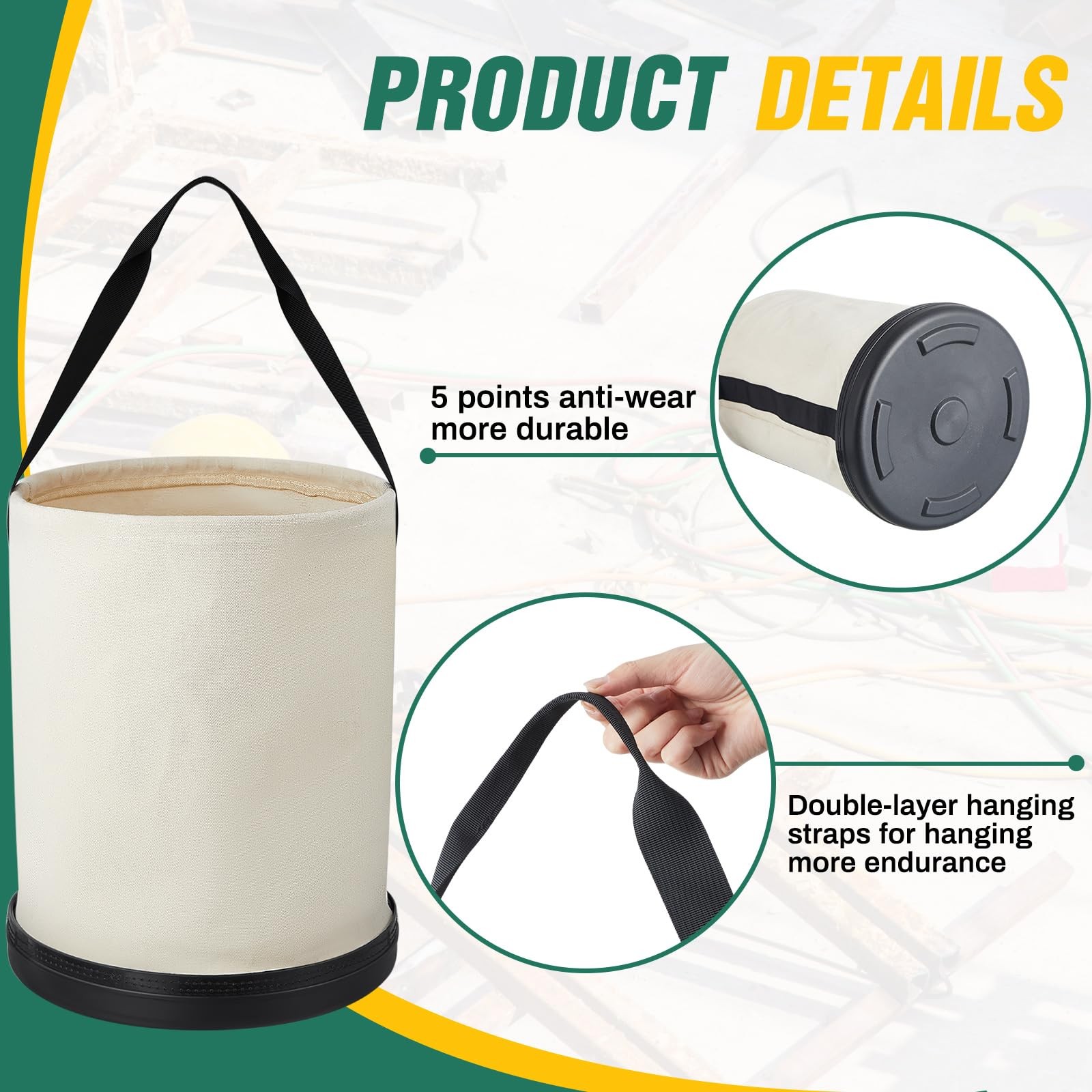 2 Pack Utility Canvas Tool Bucket 9″ D x 14″ H All Purpose Canvas Bucket Bag,…