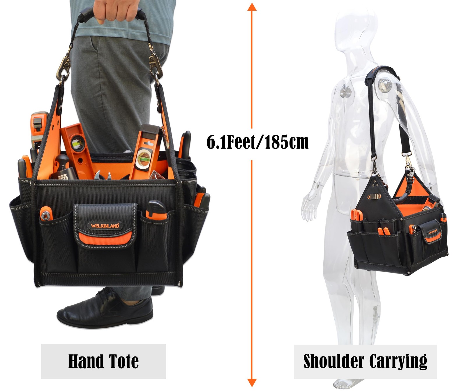 40 Pockets 25L Open Top Tool Tote Tech Tools Bag With Handle Organizer