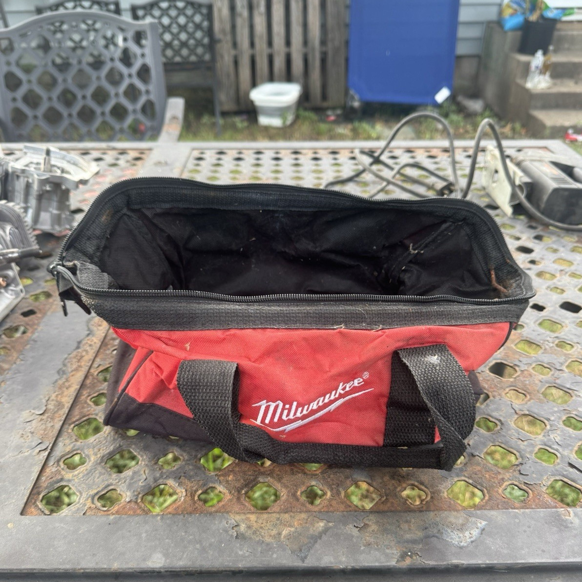 Milwaukee Red/Black Fabric Tool Bag Carry Case w/ Handles, Zipper Closure