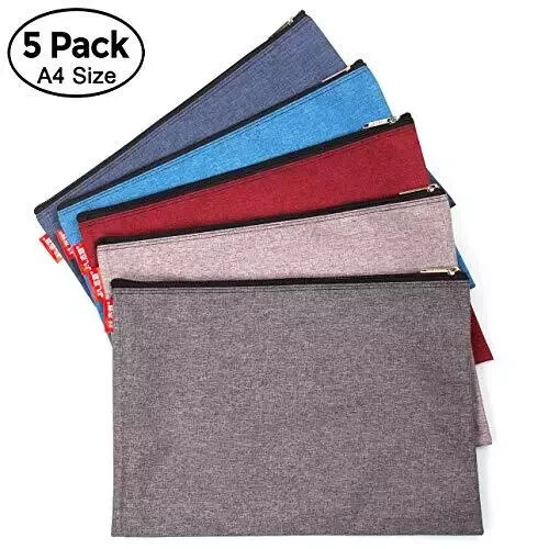 5 Pack Canvas Zipper Tool Bag Set 13.3″ X 9.4″ 14oz Heavy Duty Waterproof Multip