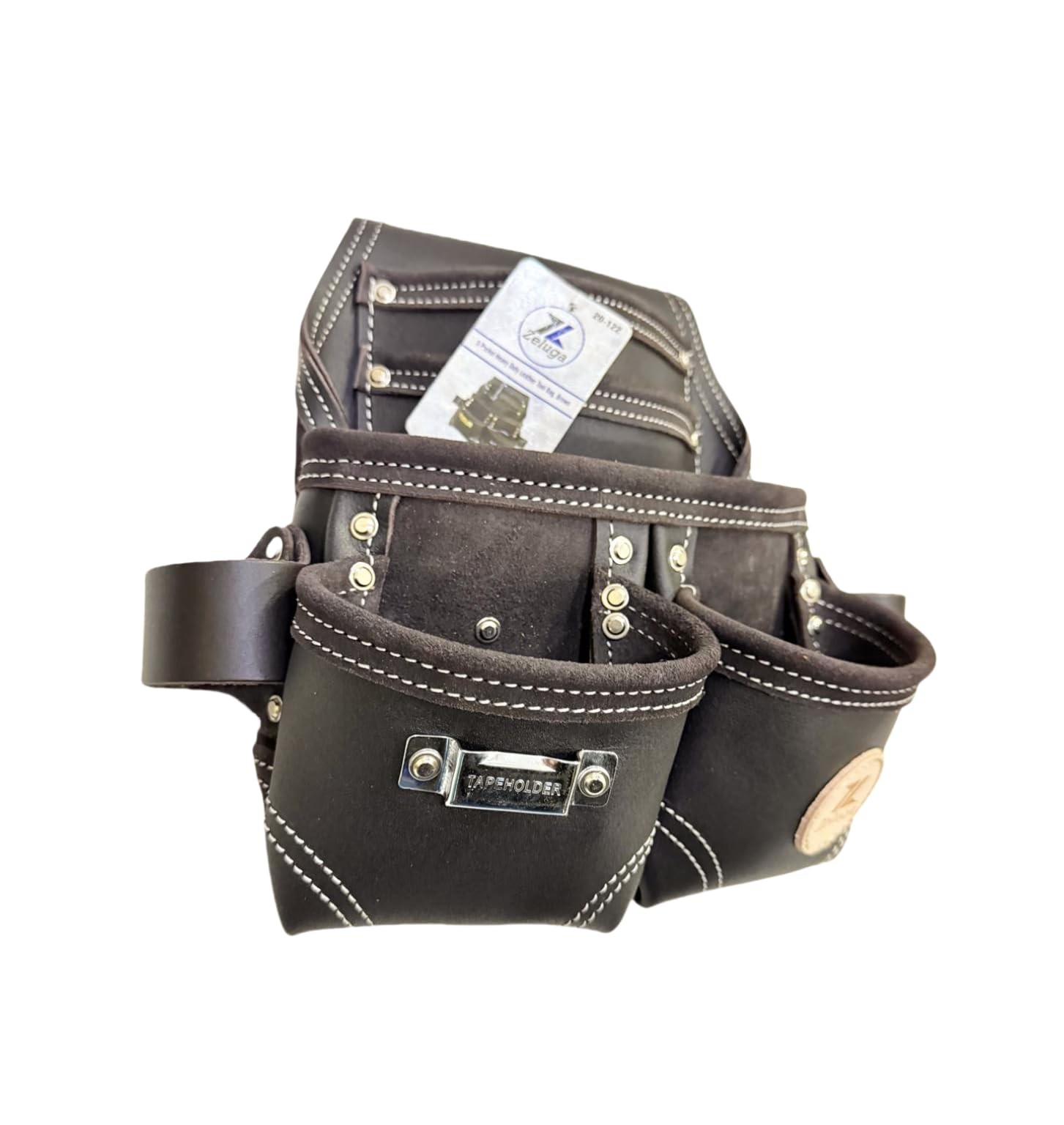 20-122 Heavy Duty Leather and Polyester Tool Bag, Dark Brown