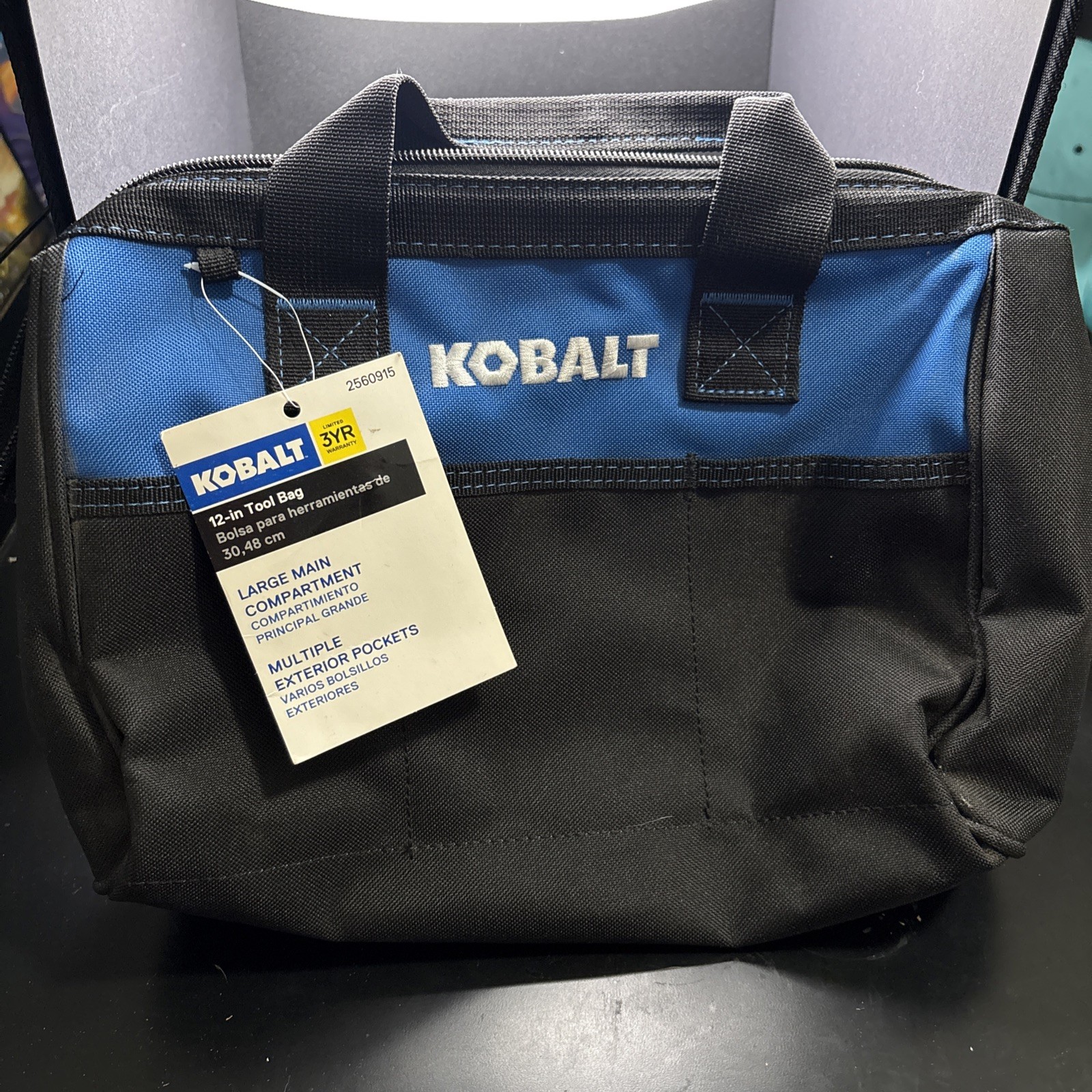 12″ Kobalt Black/blue Polyester 12-in W x 7-in D x 9-in L Tool bag – tool bag