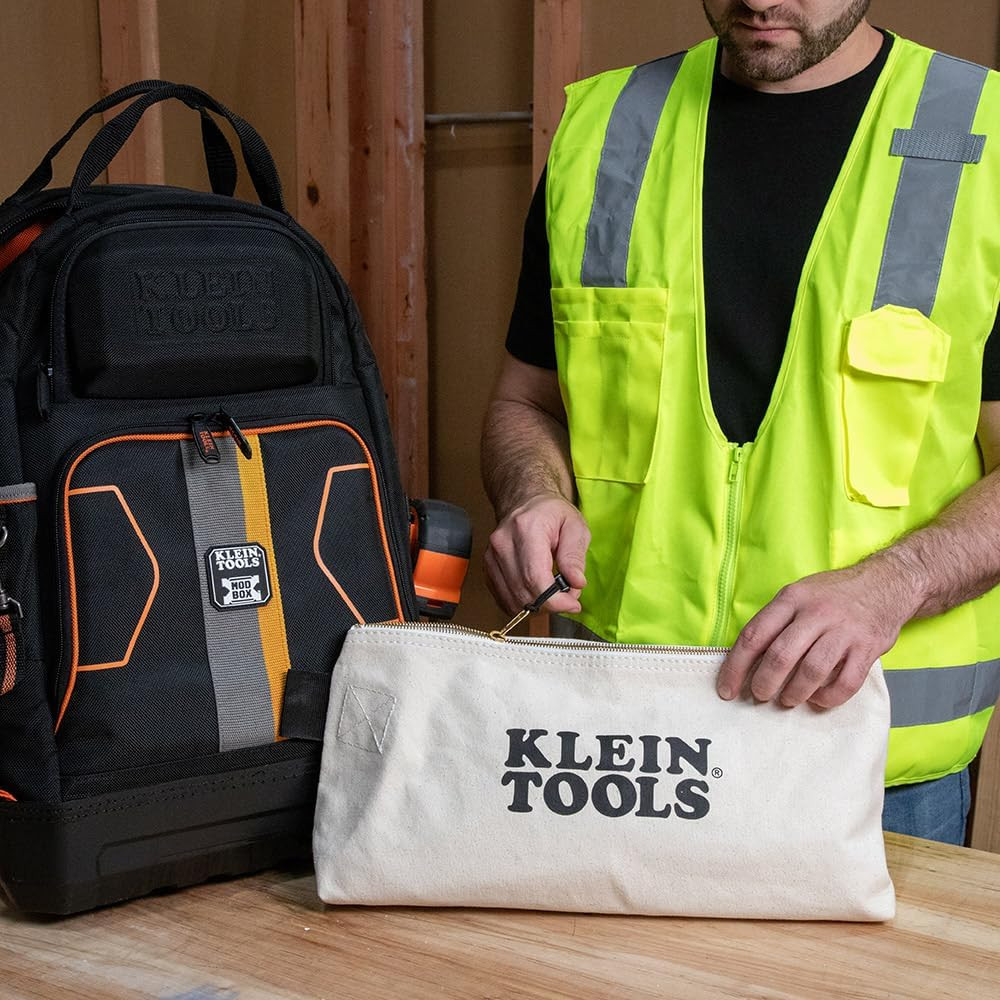 KLEIN TOOLS 62042 16-Inch Zipper Bag, Extra Long, No. 10 Canvas, Heavy Duty Tool