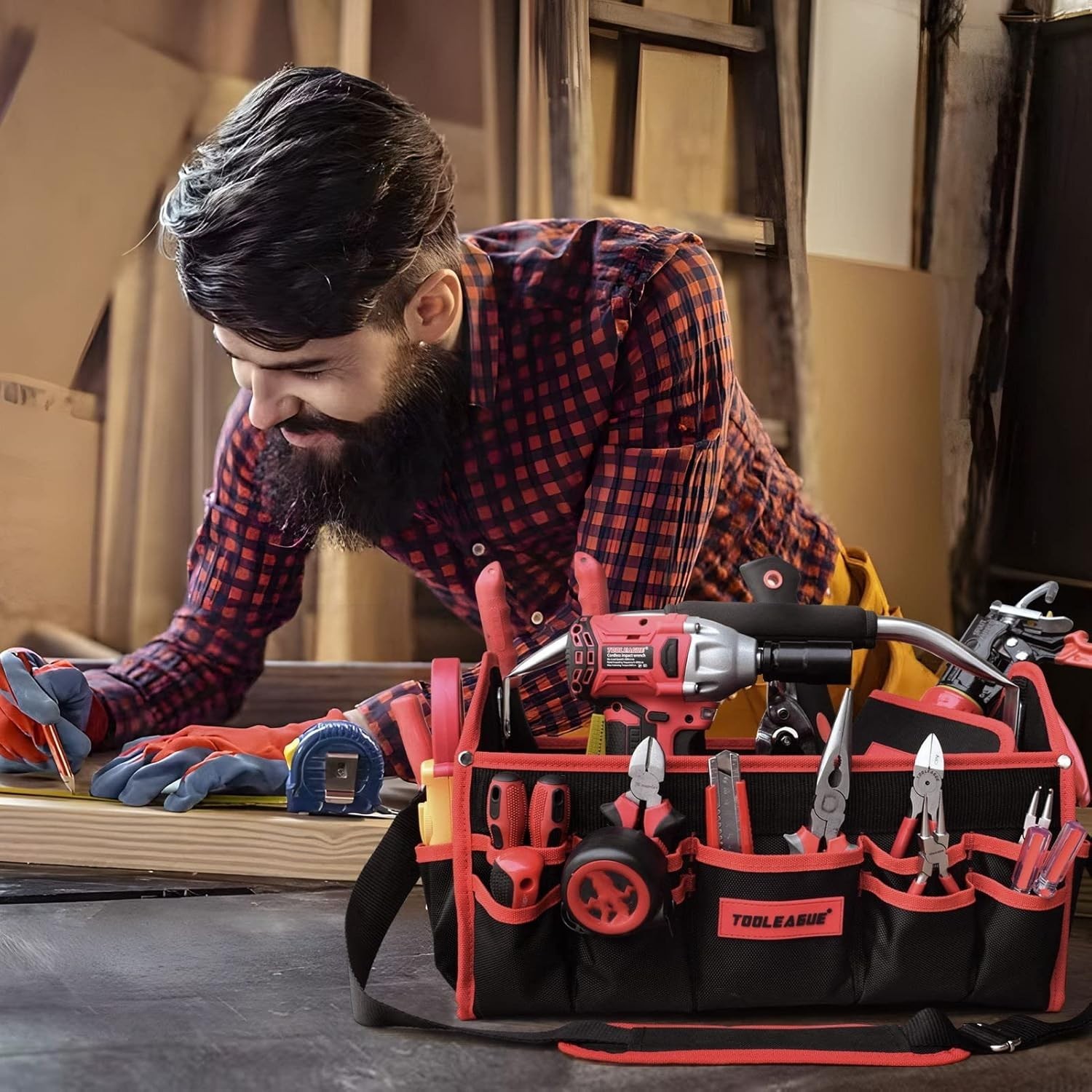 Tool Carrier with Adjustable Shoulder Strap Open Top Veto Tool Bag