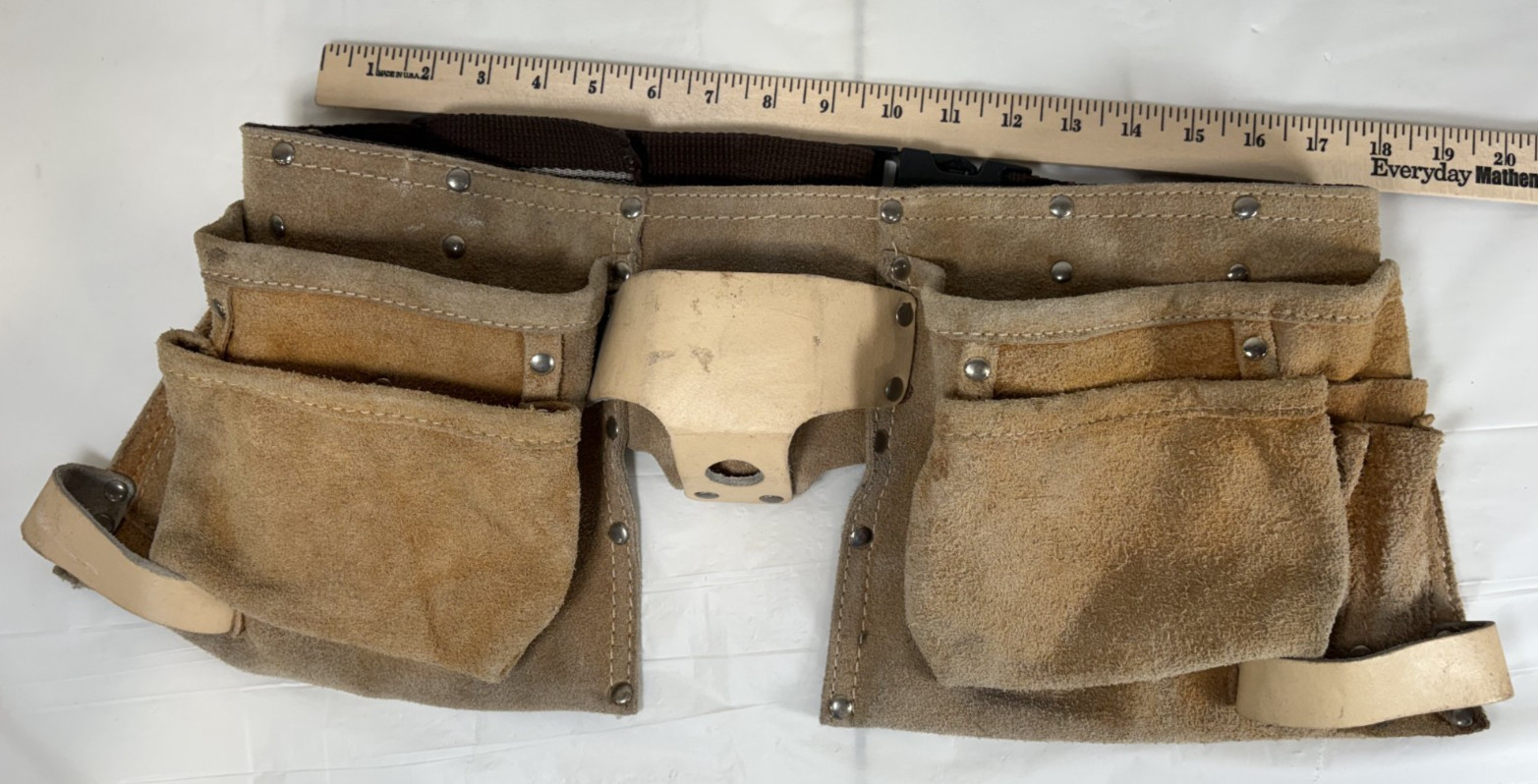 TOOL BELT Carpenter Apron MULTI-POCKET Heavy Split Cowhide LEATHER Vintage