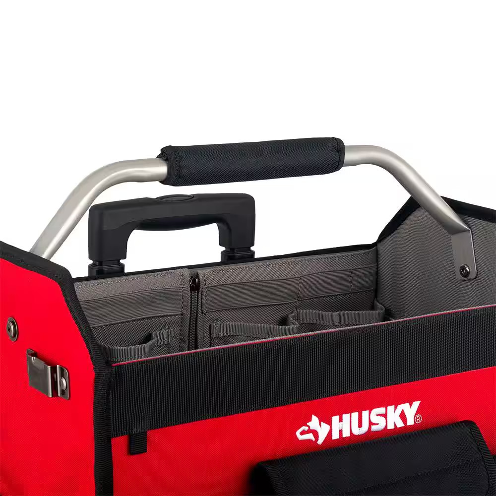 18 In. Rolling Open Tote Tool Bag with Extended Handle