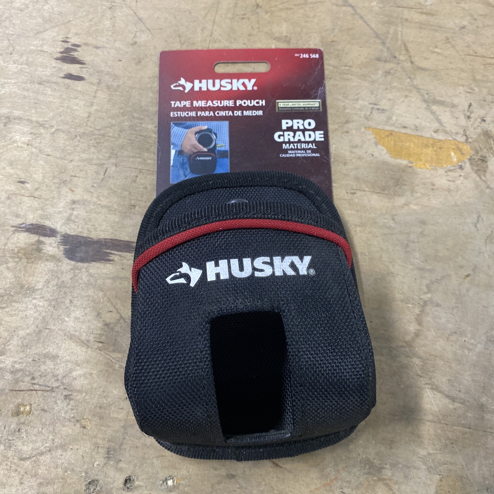 Husky 4.5 in Clip On Tape Measure Tool Belt Bag Pouch Polyster Black 246568
