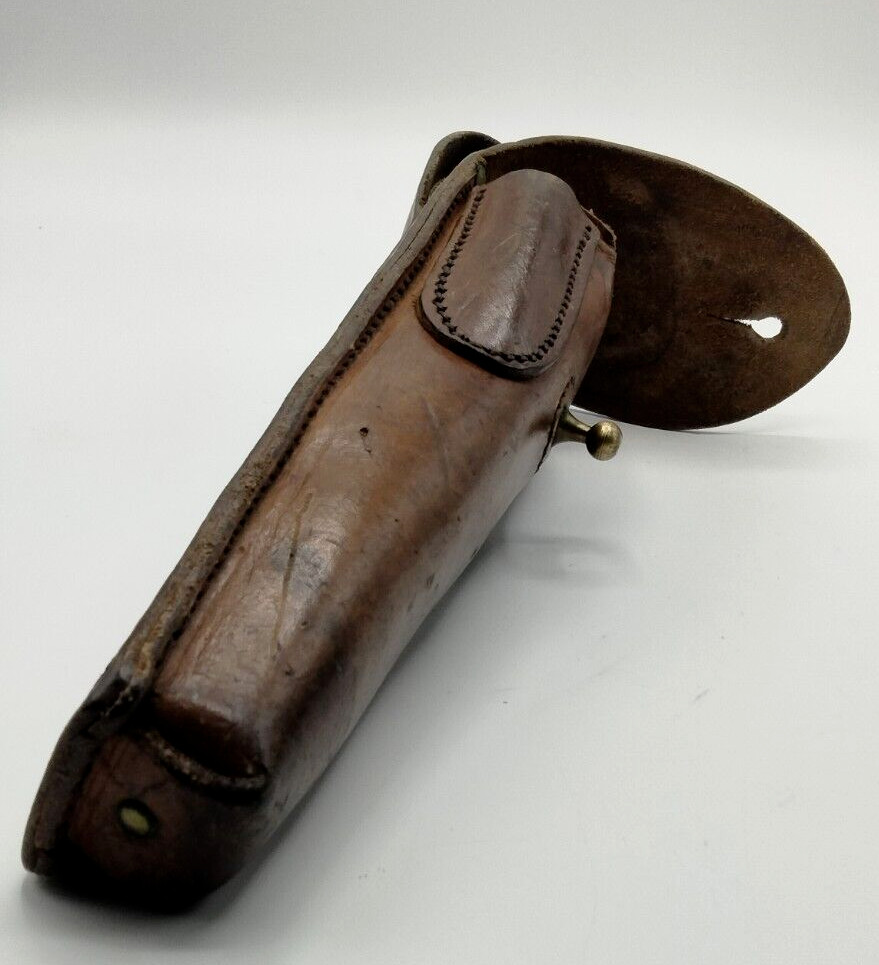 Vintage German? Custom Hand Made Leather Belt Pouch Tool Holder With Button Stud