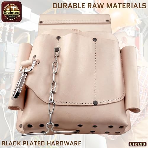 Electrician Leather Tool Pouch | Natural Color Top Grain Leather | Perfect