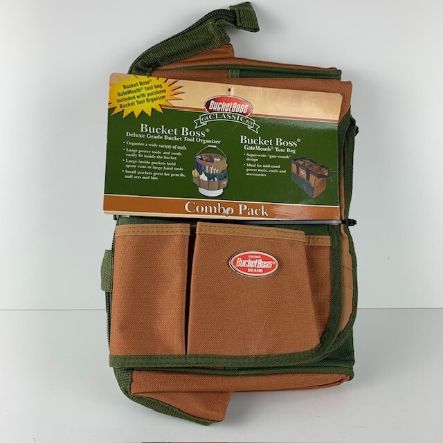 Bucket Boss Combo Tote Bag Bucket Tool Organizer Classic 2 pack Deluxe NEW NIP