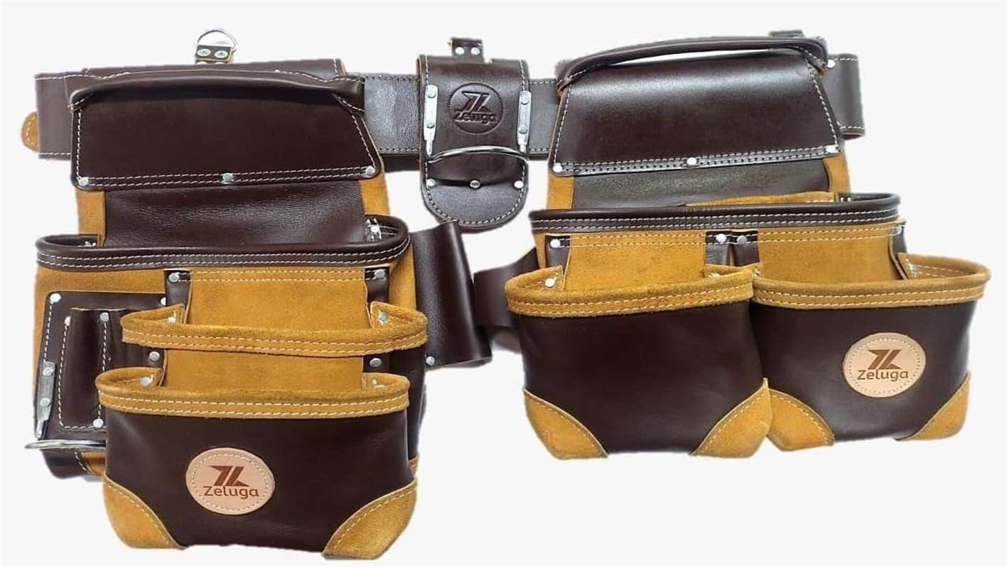 Heavy Duty Leather Tool Bag Set – 20-112 Coffee Color, Durable & Stylish