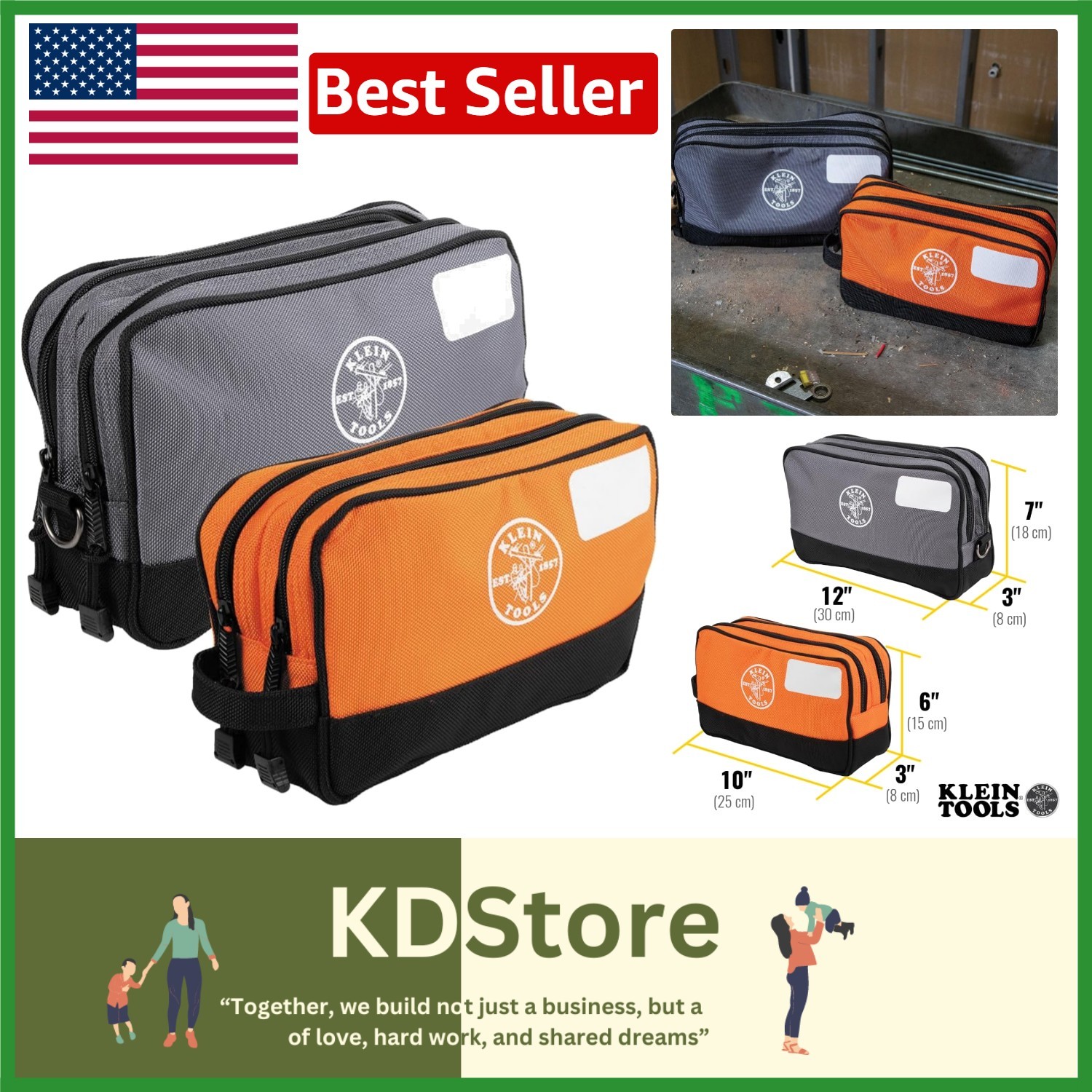 Heavy-Duty Double-Zipper Tool Pouch Set – Dual Compartments & Easy Carry