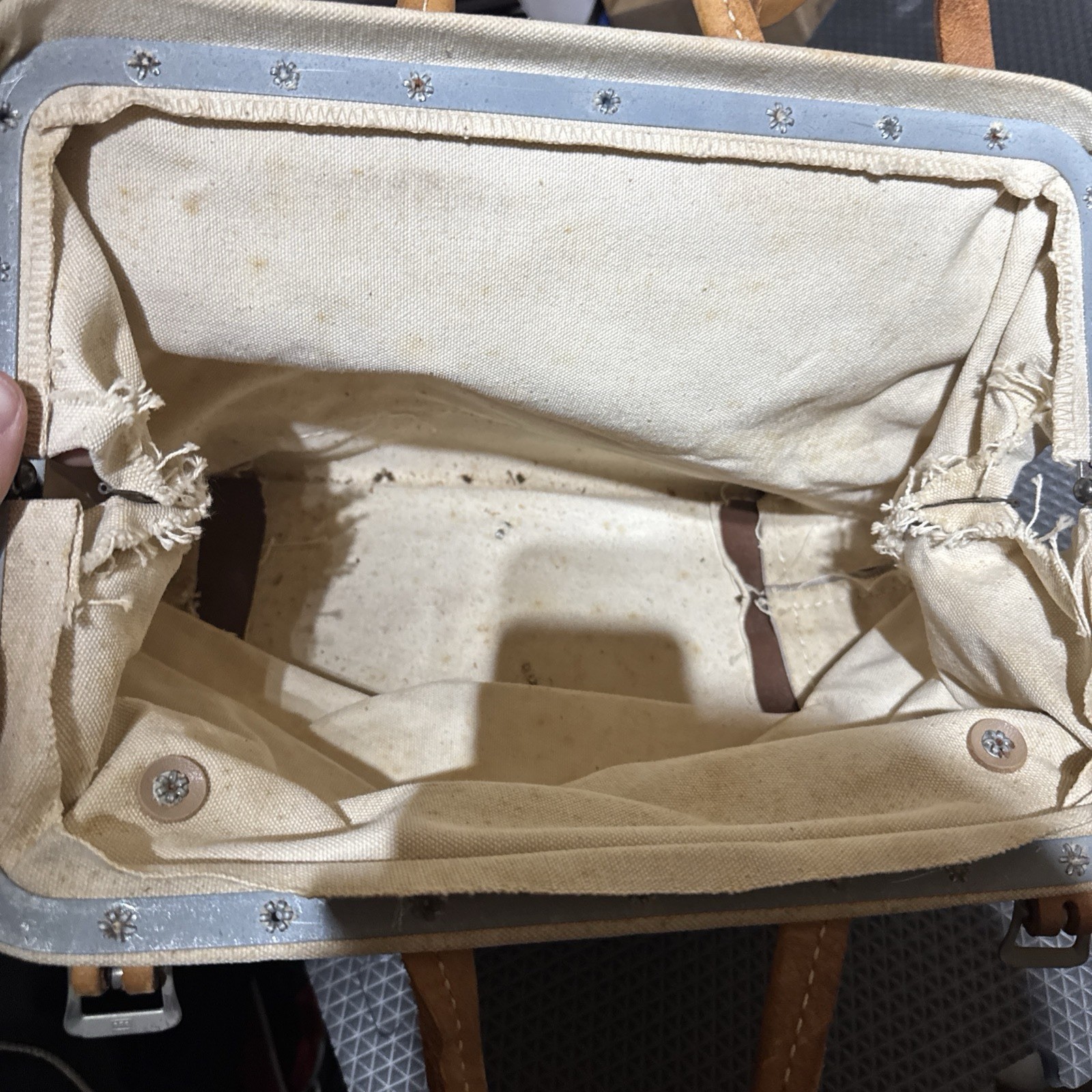 Vintage Klein Tools Lineman Bag 5102-14 Canvas Leather USA