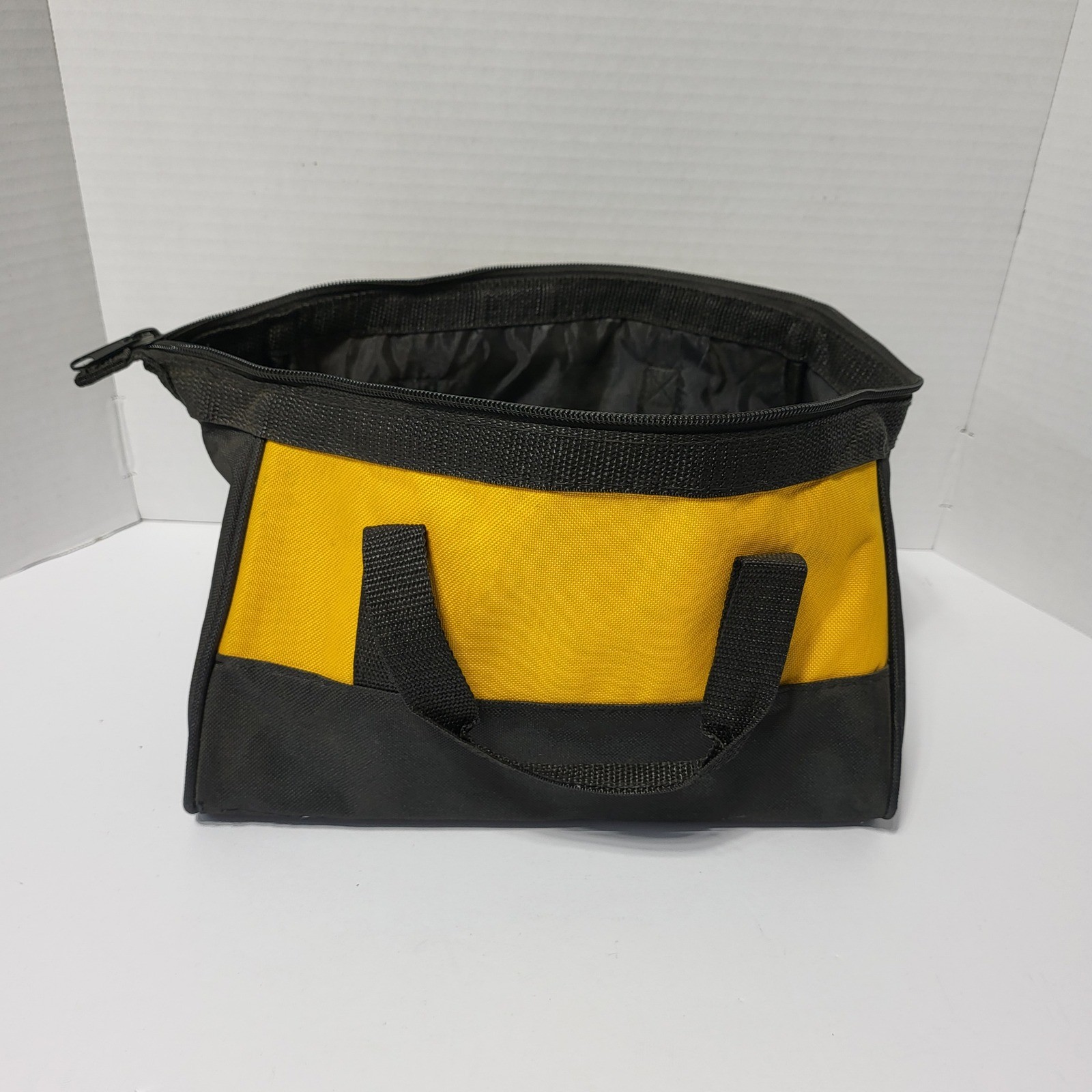 DeWalt 12 Inch Small Canvas Tool Bag Yellow Black Zippered Storage Tote