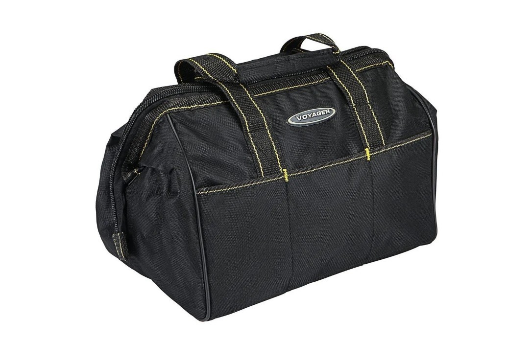 VOYAGER 12 in. Tool Bag with 21 Pockets Heavy-Duty Wide Mouth Tool Organizer