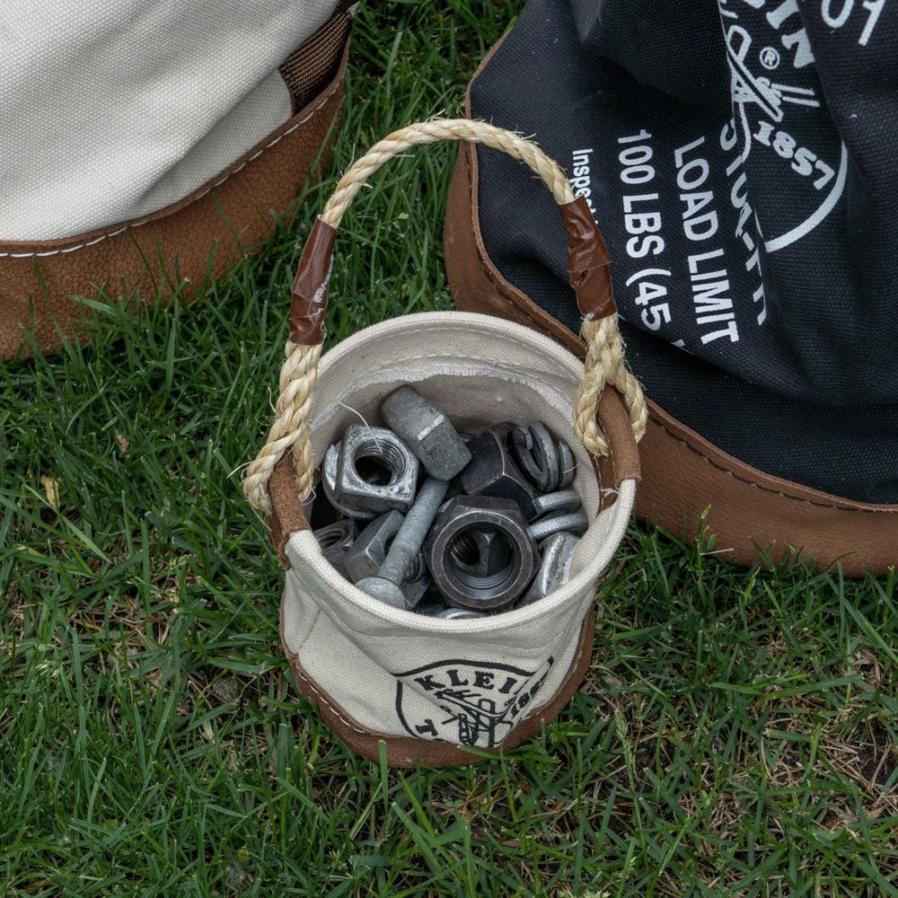 Tool Bucket Mini Small Parts Bag Heavy Duty Natural Canvas & Leather Bottom 🎯🎯