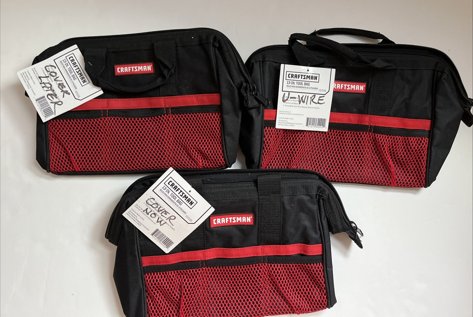 Craftsman set of 4 Wide mouth Tool Bags 13 in. W X 9.75 in. H