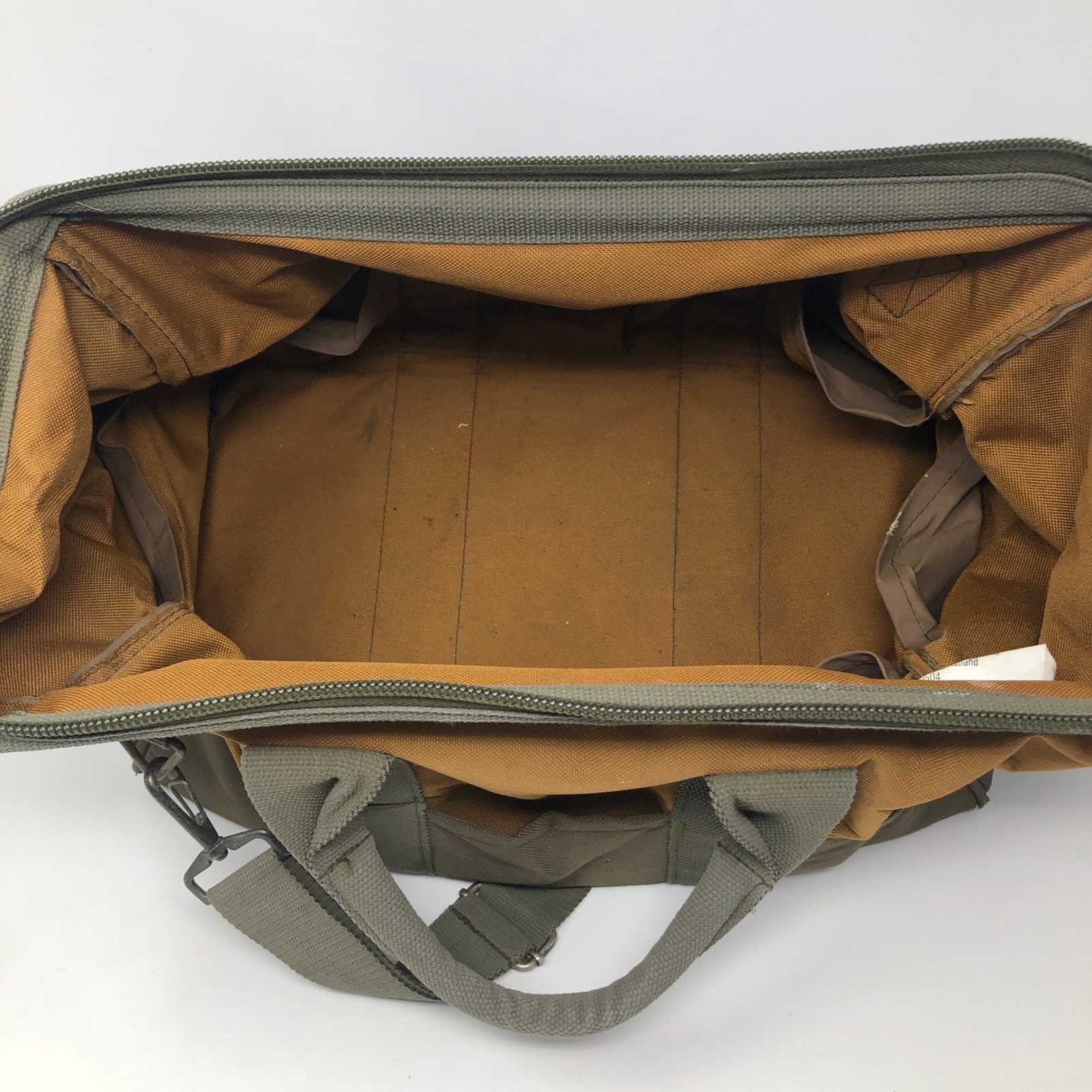 Bucket Boss GateMouth Tool Bag Brown Green Heavy Duty Utility Organizer Bag