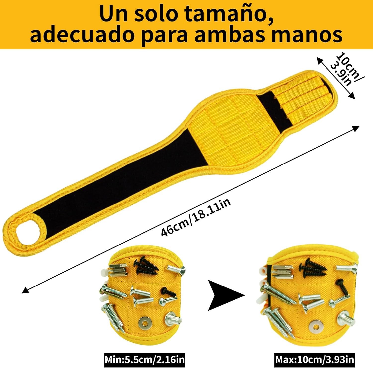 Strong Magnetic Wristband Tool Holder for Screws Nails Drill Bits Bolts