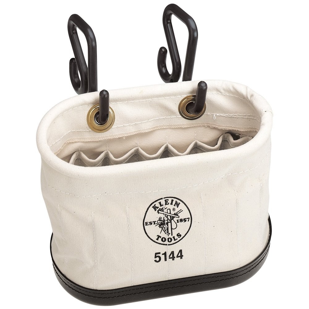 Klein Tools 5144 Canvas Bucket, Aerial Oval Tool Bucket with Small, Natural