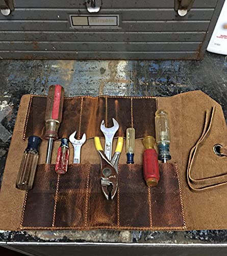 Leather Tool Roll Up Pouch Leather Tool Wrench Roll/Chisel Bag by Rustic Town