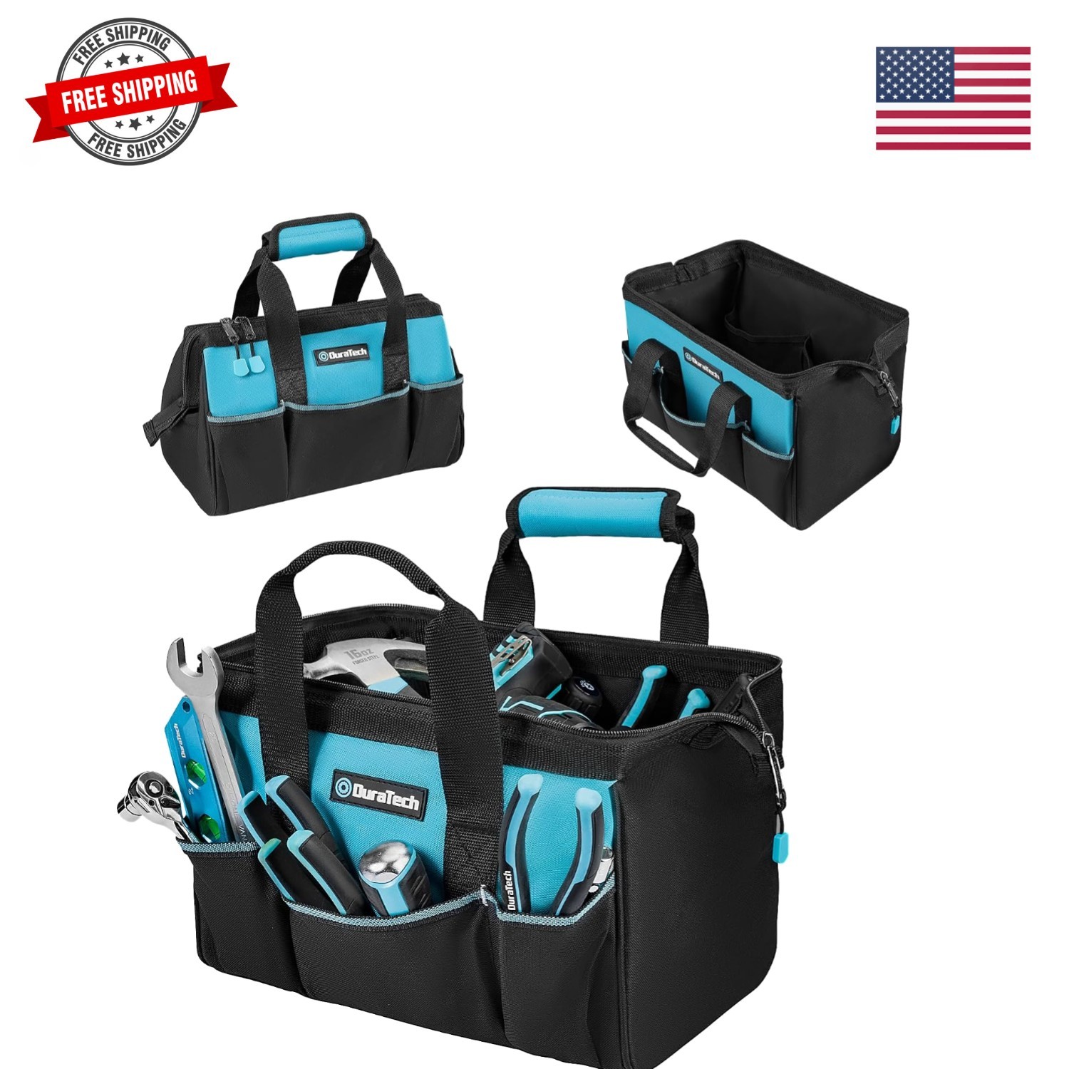 13-Inch Small Tool Bag with 9 Pockets, Tool Bags for Men Women, Toolbag with …