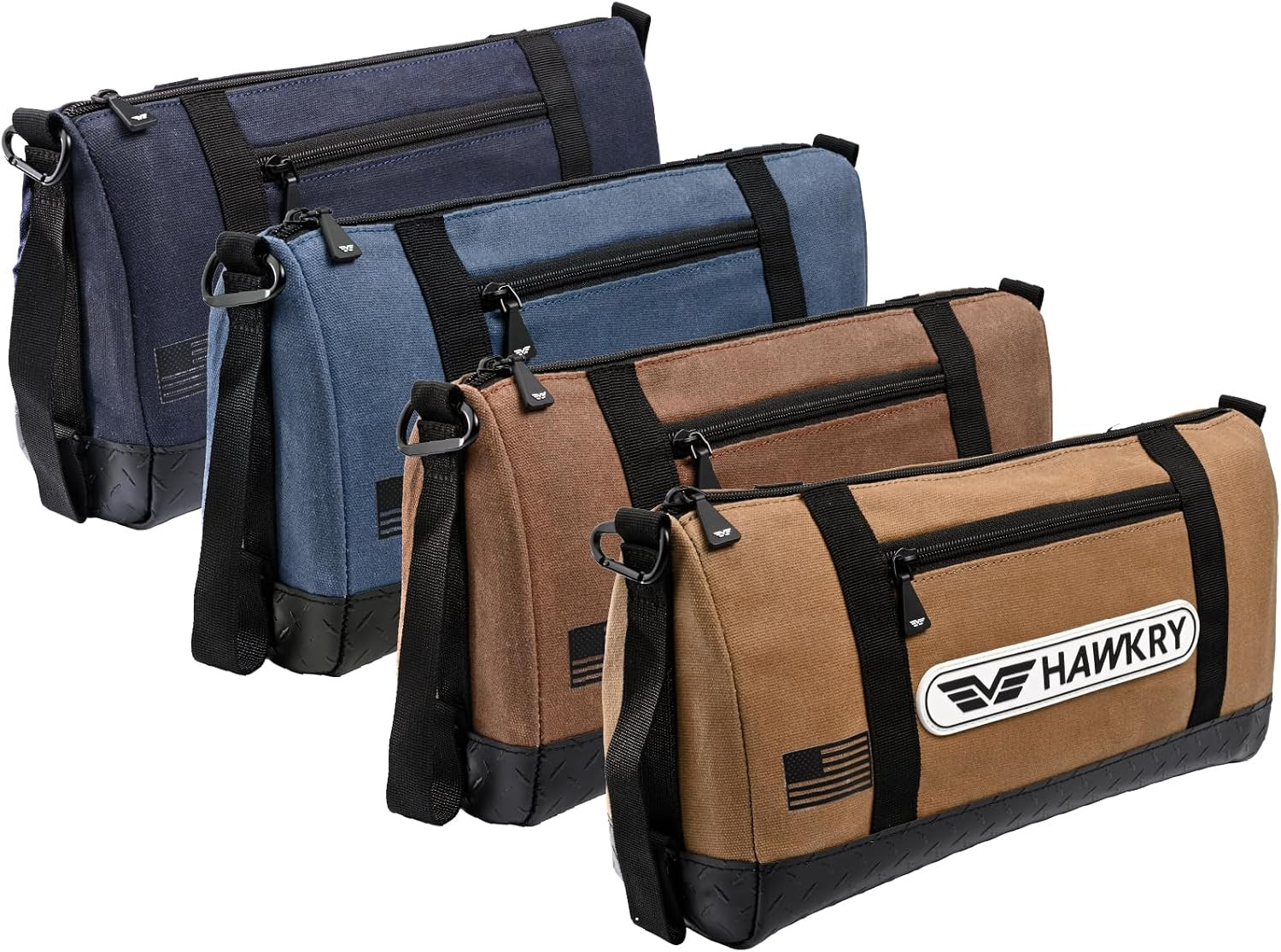 Heavy Duty Canvas Tool Pouch Set – 4 Durable Zippered Organizer Bags