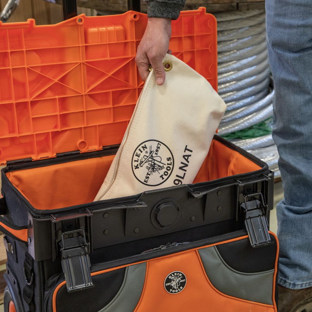 Klein Tools 5539LNAT Canvas Zipper Pouch, 16-Inch Tool Bag Storage Organizer