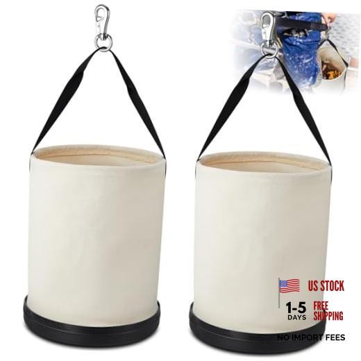 Pack Canvas Bucket 15″ x 1″ Heavy Duty Lineman Tool Bag with Plastic 2 White