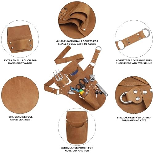 Landscaper Tool Belt Leather Garden Pouch Organizer