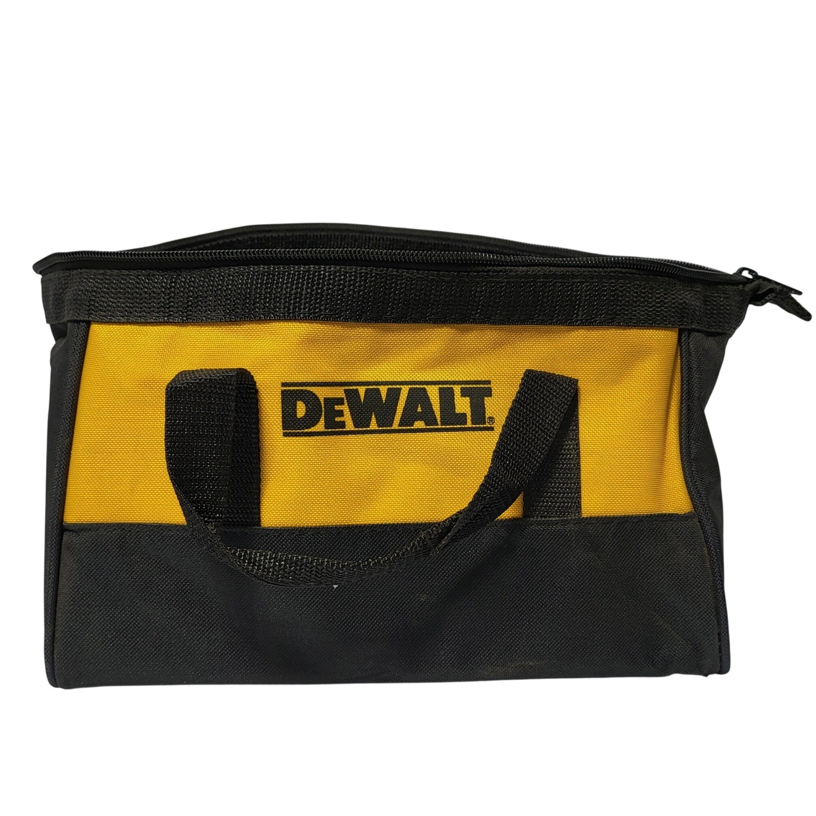 DeWalt 12 Inch Small Canvas Tool Bag Yellow Black Zippered Storage Tote