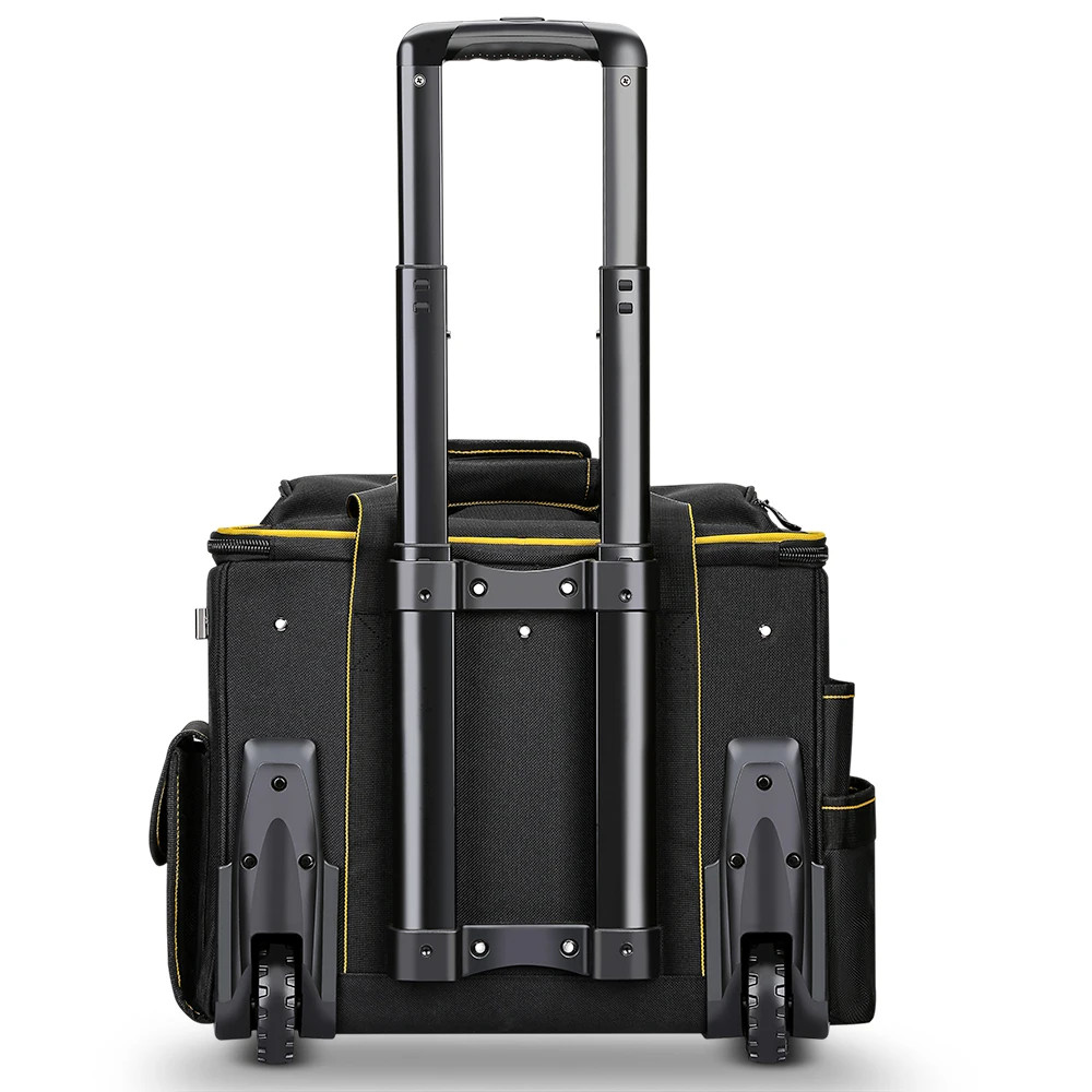 18” Rolling Tool Bag with Wheels Telescopic Handle 32 Pockets Heavy Duty
