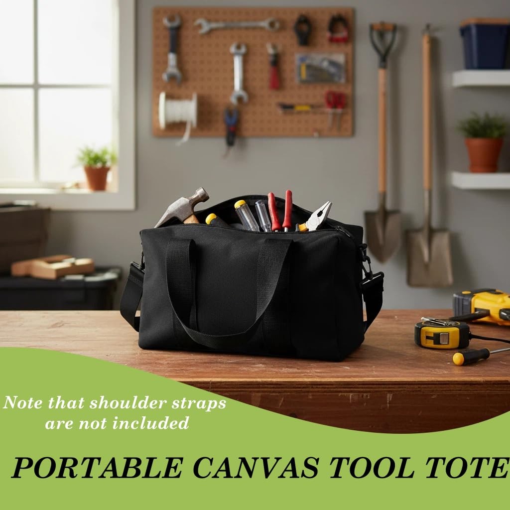 Canvas Wide Mouth Tool Bag, Large Capacity Tool Bags for Men, Portable Home T…