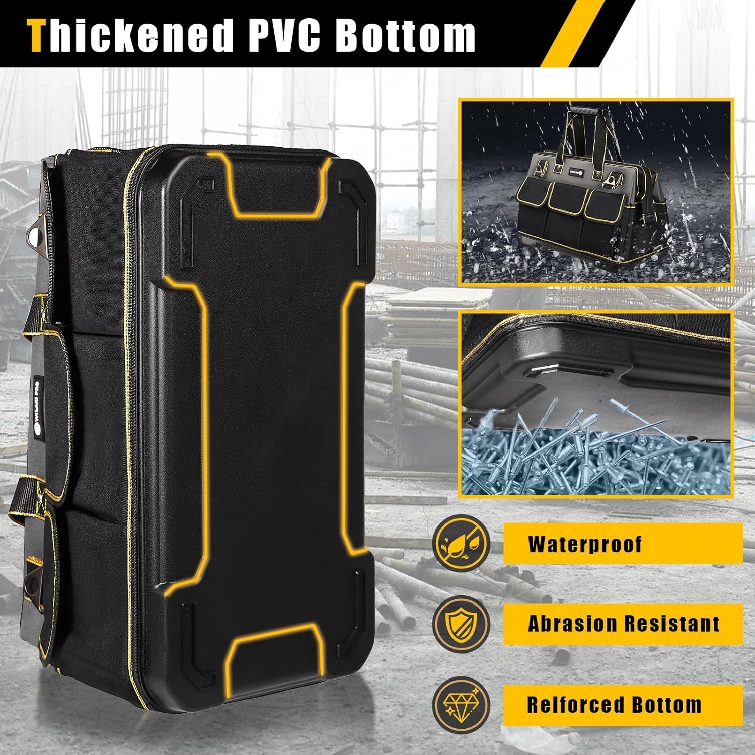 17 in Tool Bag For Men with Waterproof Molded Base, High Capacity Wide Mouth …