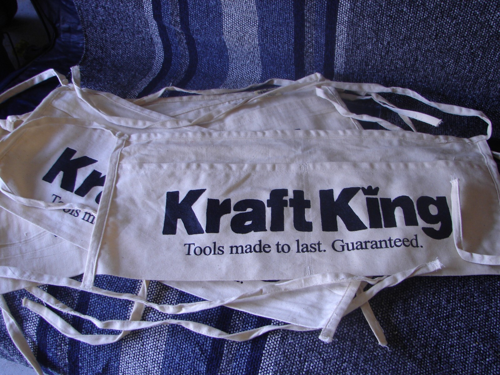 Kraft King Cloth Waist Nail Tool Bag 2 Pouch Pocket Cotton White Canvas