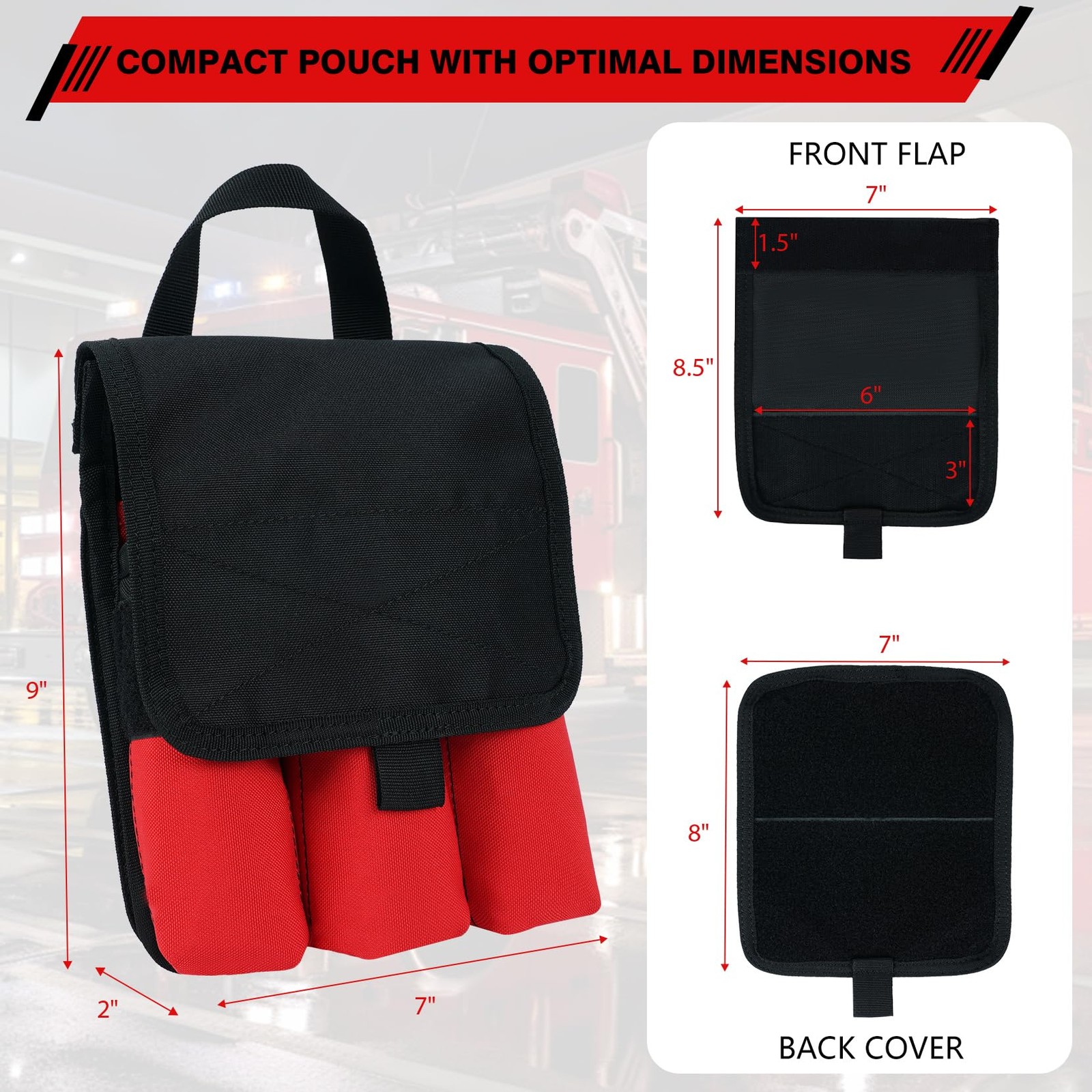 7-Pocket Firefighter Tool Pouch with Carry Handle and Flap, Fits in Bunker Ge…