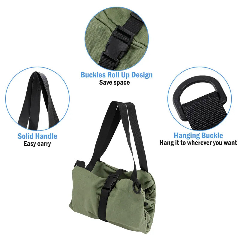 Multi-Purpose Tool Roll Up Bag 5 Pocket Wrench Pouch Canvas Hanging Organizer US