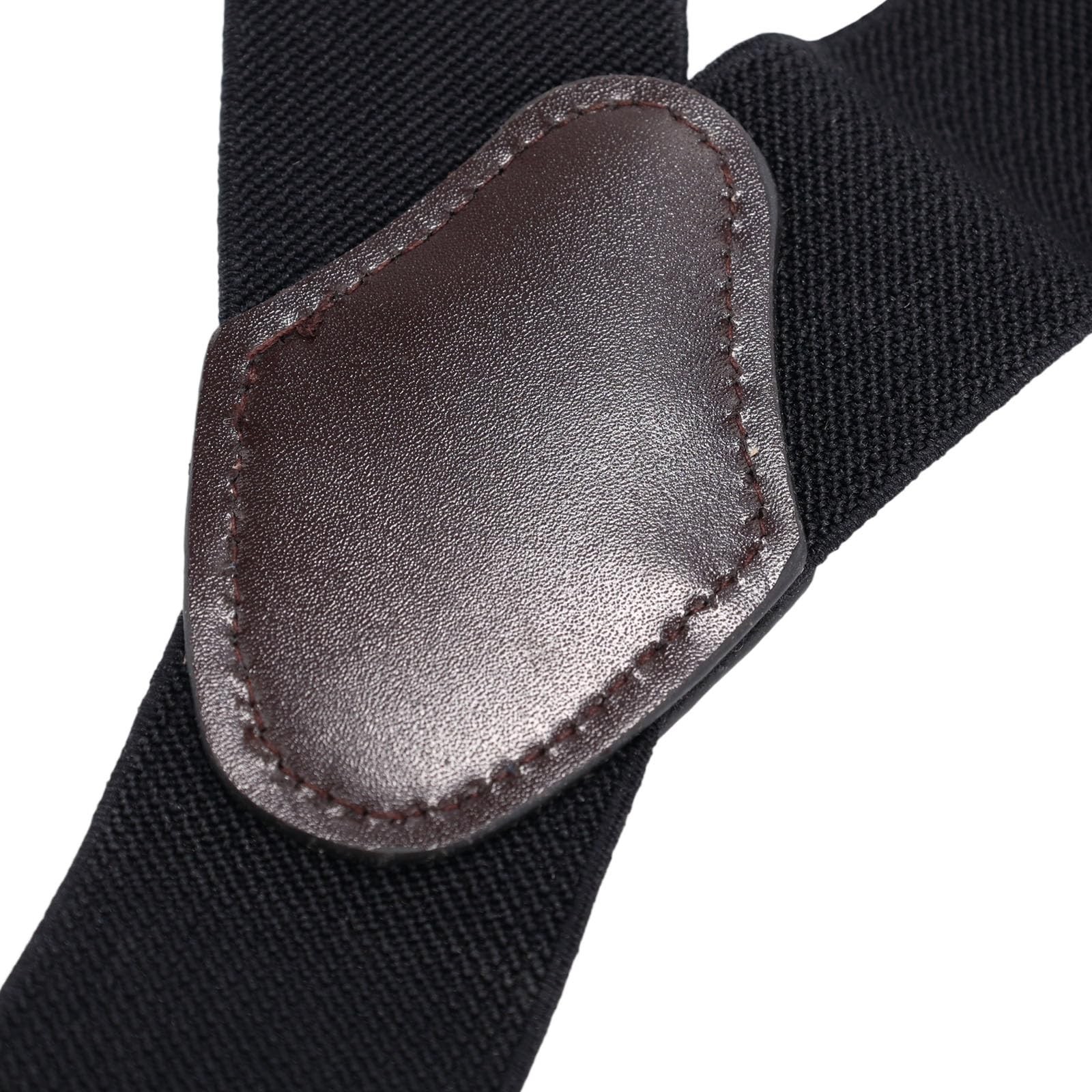Mikovivi 1.5 Inch Black Y-Back Belt Loop Suspenders, Heavy Medium,