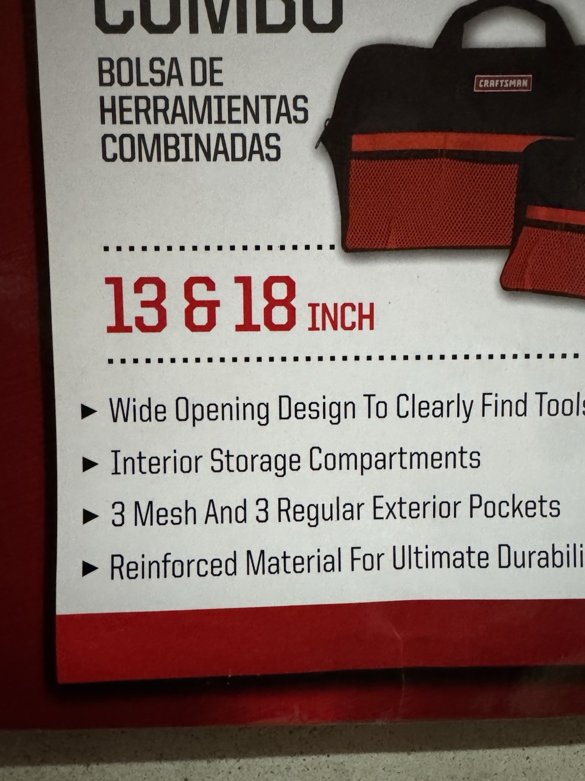 NOS Craftsman 13 Inch And 18 Inch Zippered Tool Bag Combo