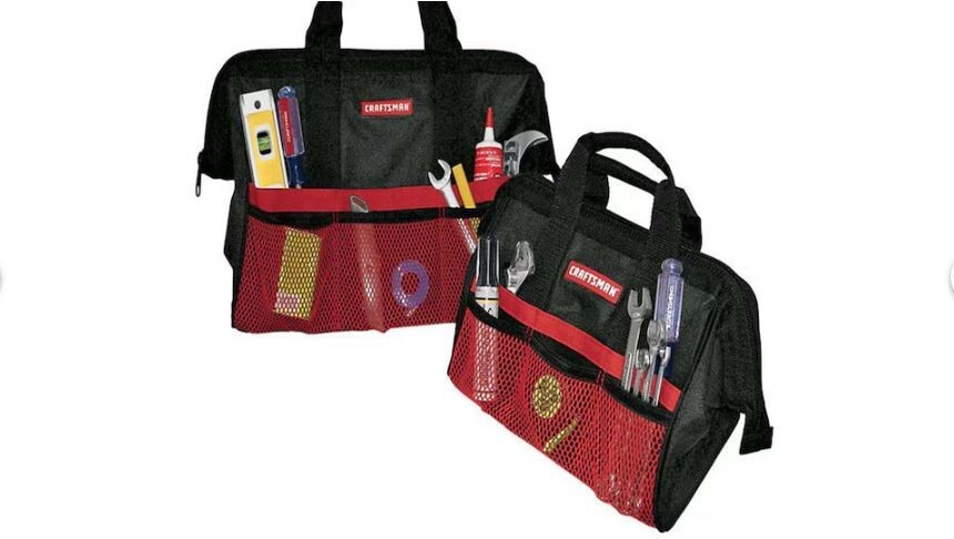 Red Polyester 12.25-in Zippered Tool Bag 2-in-1 Combo set of Tool bags _ NEW Set