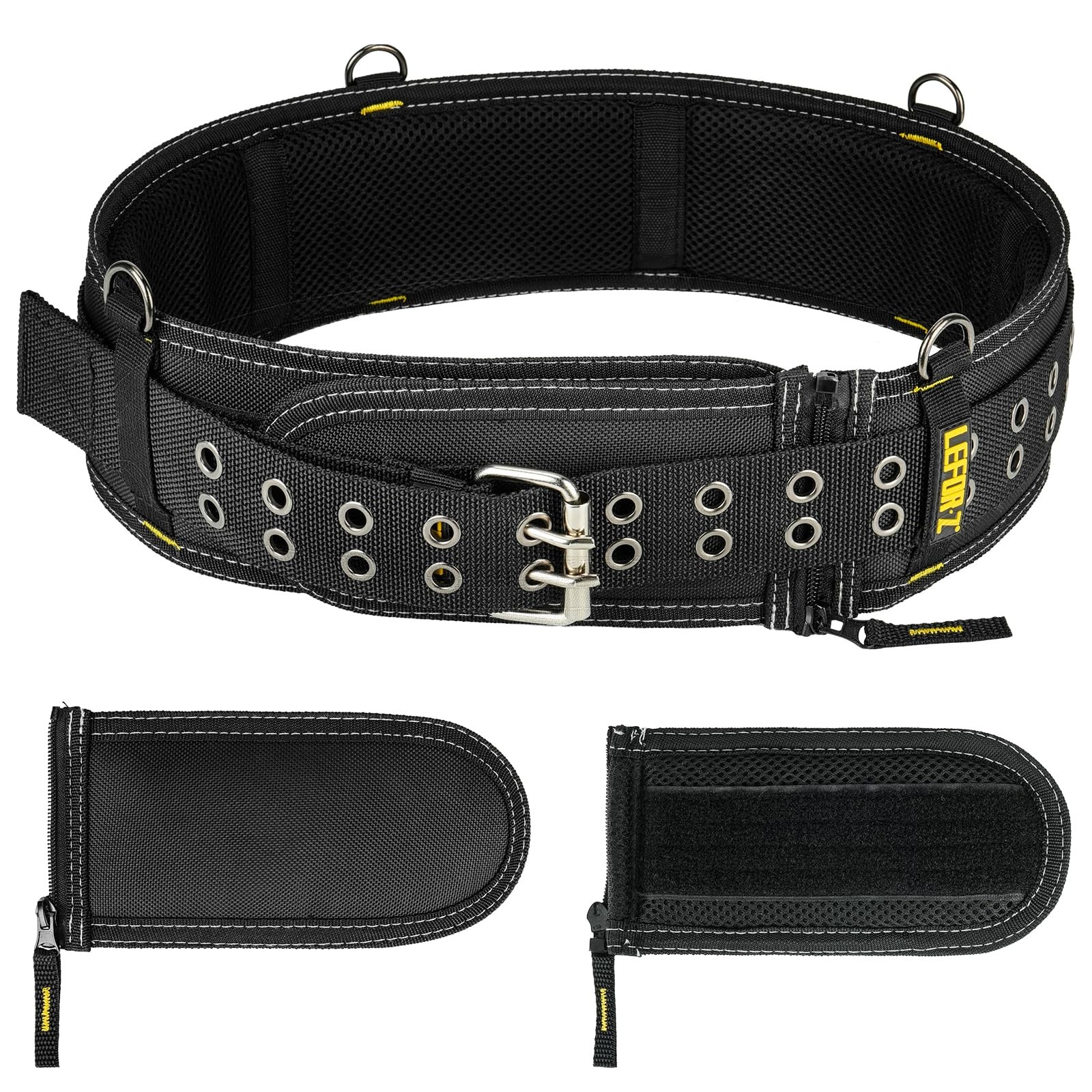 Padded Tool Belt,4-Inch Heavy Duty Tool Belts for Men with 4 Suspenders Ring,