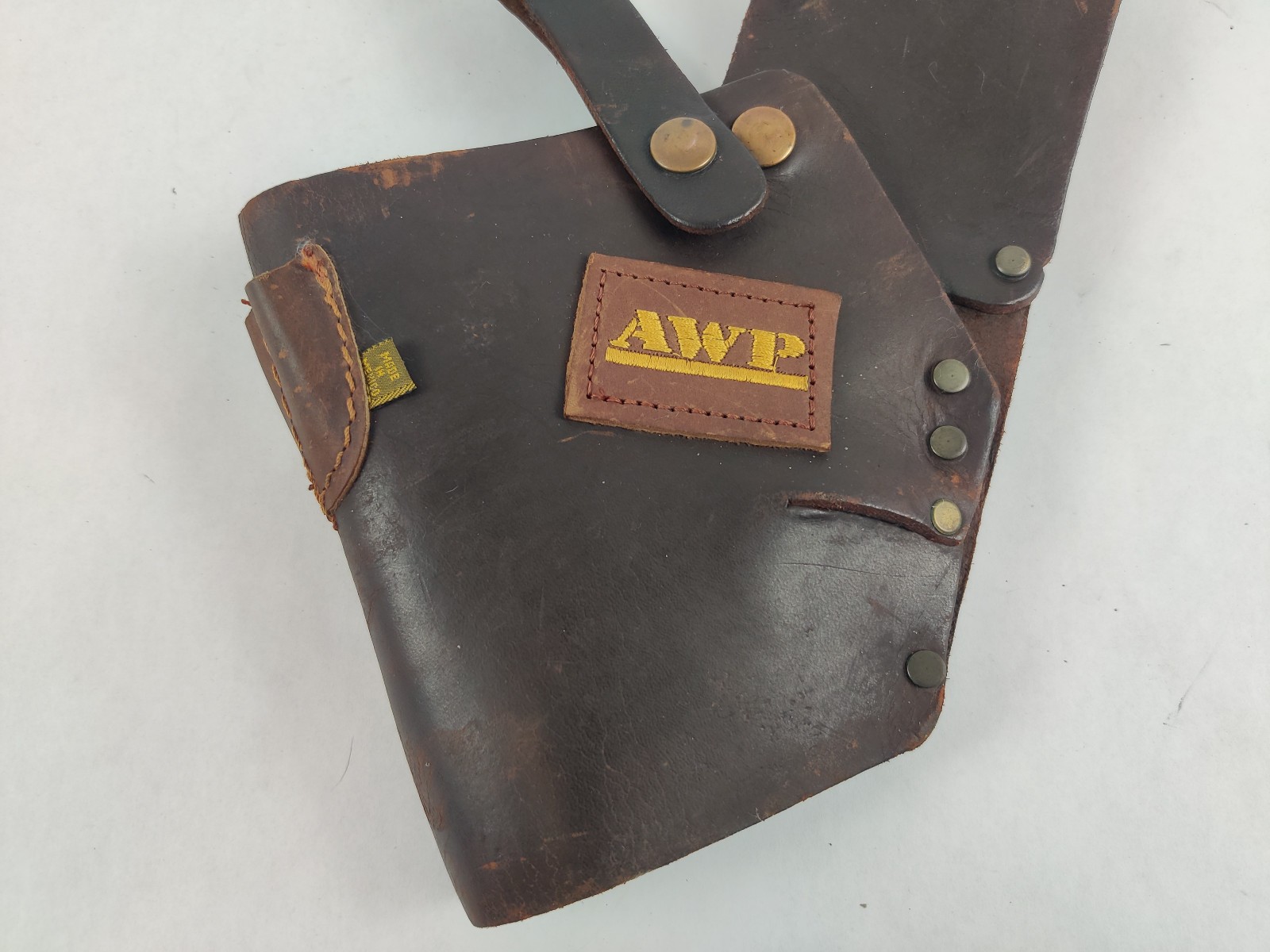 Vintage AWP General Construction Heavy Leather Drill Tool Belt Holster Mexico